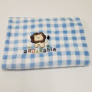Garanimals 29x39 Blue White Aroarable Lion Baby Blanket